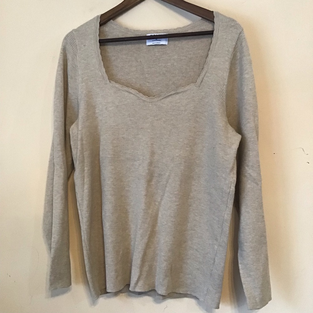 Old Navy Beige Ribbed Knit Top